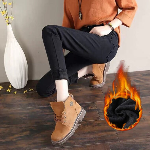 High Waist Plush Jeans for Women - Winter Style