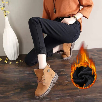 High Waist Plush Jeans for Women - Winter Style