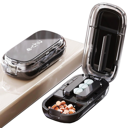 Kocomio Sleek Multi-Pill Splitter with Storage - Black