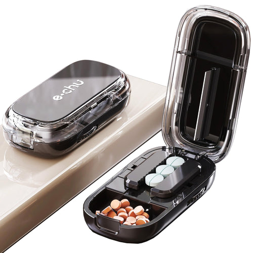 Kocomio Sleek Multi-Pill Splitter with Storage - Black