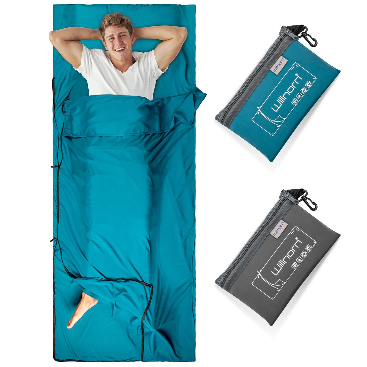 WILLNORN Silky Ultralight Sleep Liner with Dual-Zipper
