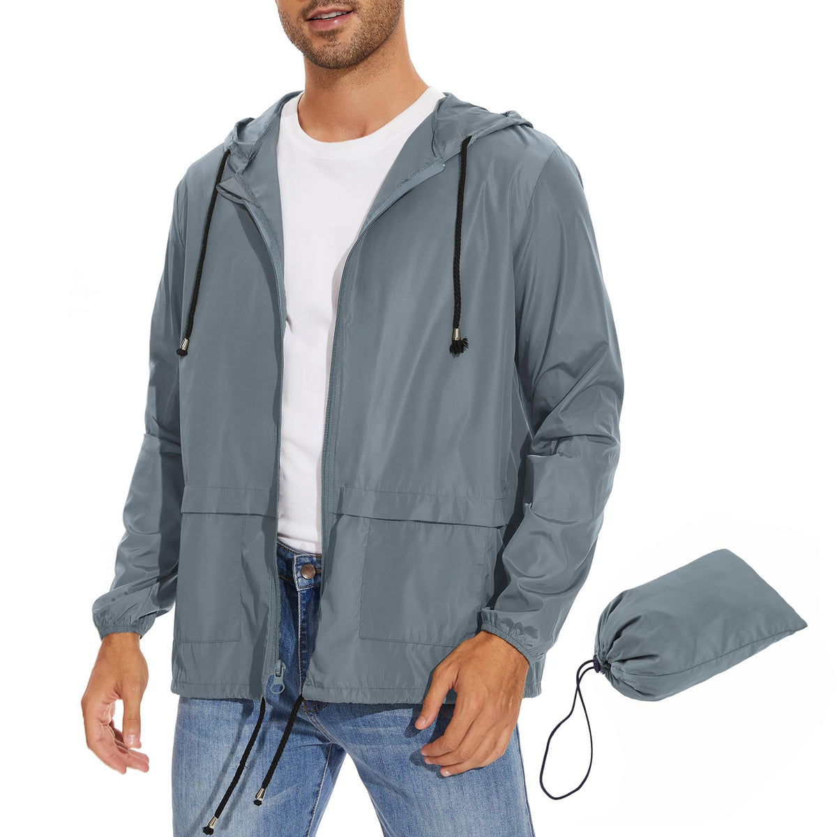 Zando Men's Lightweight Waterproof Rain Jacket 2XL